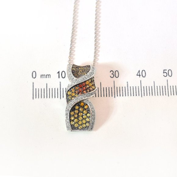 0.75 Ct.tw Multi-Color Topaz And 0.30 Ct. tw. Diamond Pendant 14K Gold - Picture 5 of 5
